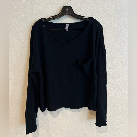 Daily Practice by Anthropologie Pocket Waffle Top Black Women’s Size XL - Picture 3 of 5